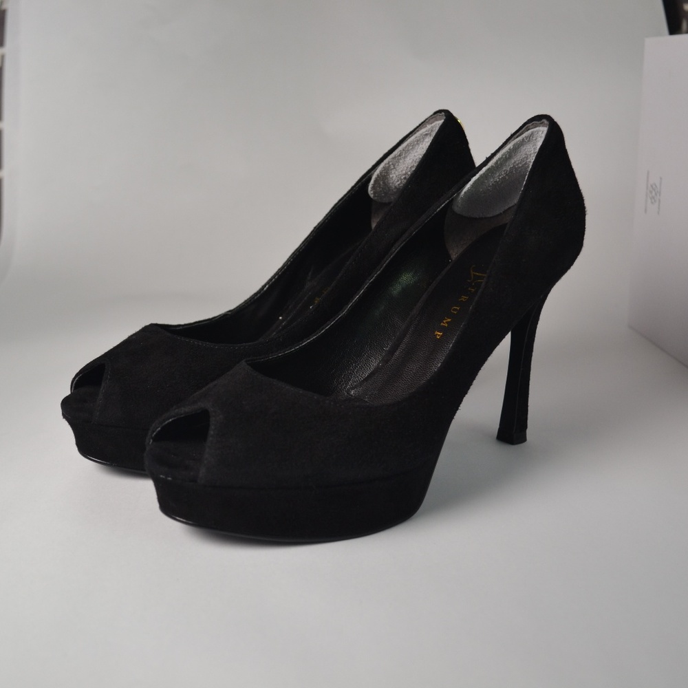 Ivanka Trump Black Suede Pumps Peep Toe Heels
